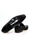 Black Color Laceless Genuine Leather Men's Shoes - 2