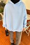 Hooded Casual Sweatshirt Baby Blue - 3