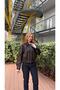 Elastic Waist Leather Bomber Jacket Brown - 4
