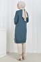 Patterned Long Mercerized Cardigan N3198 Petrol - 3