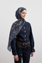 Cotton Shawl Shadow Navy Blue - 2