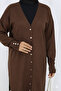 Patterned Long Mercerized Cardigan N3198 Brown - 2
