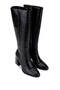 Women's Faux Leather Black Leather Heeled Boots - 2