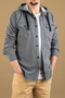 Men's Slim Fit Hooded Denim Shirt Gray