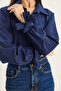 Women's Navy Blue Cuff Detailed Poplin Shirt 2153 60283763 - 7