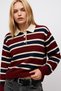 Polo Neck Striped Oversized Knitwear Sweater