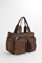 Women's Brown Parachute Fabric Multi-Pocket Hand and Shoulder Bag Bera - 3