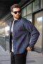 Navy Blue Fleece Lined Shirt Jacket E6767