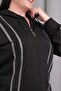 Women's Plus Size Black, Zipper Closure Stone Work, Pocket Pants, K Hooded Tracksuit Set 65N39224 - 3