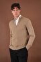 Honeycomb Textured Mock Neck Zippered Knitwear Cardigan