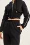Black Hooded Waist-Slit Cardigan Loose Pants Three-Thread Raster Bottom-Top Set 4051 60283774 - 5