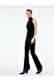 Slim Fit Sleeveless Pearl Detailed Upright Halter Neck Velvet Blouse - 2