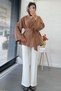 Premium Gabardine Short Kimono with Flywheel Detail on the Sleeves – Camel - 7