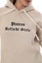 Women's Beige Hooded Kangaroo Pocket Fleece-Lined 3 Thread Winter Fleece Lined Casual Tracksuit Set - 4