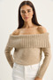Women's Beige Madonna Collar Basic Knitwear Sweater 60283777 - 3