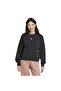 Small logo feel cozy women's black crew neck sweatshirt