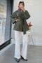 Premium Gabardine Short Kimono with Flywheel Detail on the Sleeves – Khaki - 6