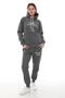 Women's Anthracite Hooded Kangaroo Pocket Fleece-Lined 3 Thread Winter Casual Tracksuit Set with Fleece Inside