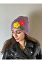 Hand Knitted Floral Embroidered Women's Beanie - 4