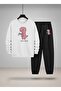 Children's Crew Neck Sweatshirt and Sweatpants Set Tea-Rex Printed 3 Thread Raised