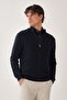 Honeycomb Textured Mock Neck Zippered Knitwear Cardigan - 3