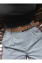 Illume Round Patterned Suede Women's Gold Buckle Waist Belt Jacket Belt Dress Belt Trouser Belt - 2