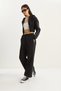 Black Hooded Waist-Slit Cardigan Loose Pants Three-Thread Raster Bottom-Top Set 4051 60283774 - 3