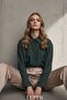 Regular Emerald Green Jacquard Silky Soft Textured Women's Shirt Modal Women's Shirt, - 3
