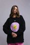 Women's Oversized Sweatshirt Dress Cute Duck Printed Black – Crew Neck, 3 Thread Ş Fleece-Lined Fleece