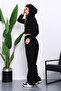 Black Hooded Cardigan with Pants Thessaloniki Set - 4