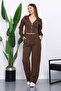 Brown Hooded Cardigan with Pants Thessaloniki Set - 2