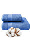 2-Piece Bath Towel Set 100% Cotton Dry Blue - 2