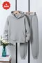 3 İplik Ş Fleece-Lined Plain Unprinted Kangaroo Pocket K Hooded Boys' Tracksuit Set