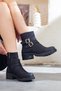 Women's Genuine Leather Metal Detailed Non-Slip Sole Casual Boots - 4