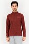Men Mock Neck Long Sleeve Half Zip Sweater, Brown