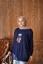 Women's Teddy Bear Embroidered Knitwear Set Navy Blue - 5