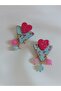 Natural Stone Blue Pink Flower Pattern Heart Polymer Clay Earrings Steel Earring Apparatus - 3