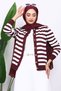 Burgundy Buttoned Cold Thread Knitwear Cardigan - 3