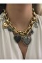 Thick Chain Necklace with Heart Charm (Brass Plated) - 3