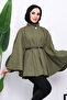 Khaki Belted Gabardine Poncho
