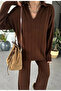 Double Knitwear Suit Brown