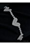 Tarnish Resistant Steel Stone Silver 3 Heart Row Waterway Silver Bracelet-With Gift Box - 3