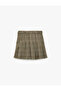 Pleated Plaid Skirt with Adjustable Elastic Waistband Detail - 2