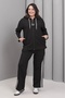 Women's Plus Size Black, Striped Detail , Hooded Tracksuit Set 65N39228 - 7
