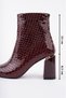 Women's Heeled Boots Burgundy Snake Pattern Patent Leather 8.5 cm Thick Heel Stylish Modern Elegant Design - 2
