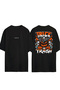 Trick or Trash Design Printed Black Oversized t Shirt
