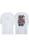 Red Lips Design Printed White Oversized T-Shirt