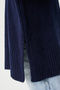 Women's Wonder Soft Mock Neck Navy Blue Slit Oversized Knitwear Sweater - 4