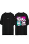Dogs Design Printed Black Oversized t Shirt