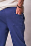 Men's Baggy Fit Green 3 Thread Fleece-Lined Navy Blue Sweatpants Ke-7031 - 7